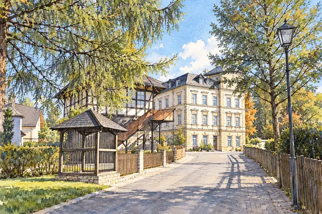 Aquarell: die Fronveste in Zwönitz